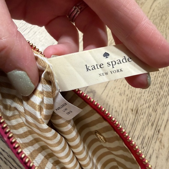 Kate Spade New York Pink Pebbled Leather Wristlet Pouch Coin Card Holder - Picture 10 of 16